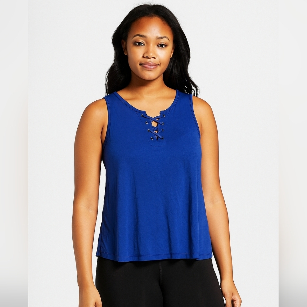 Pink Republic Royal Blue Lace Up Womens Tank Top Sz XL